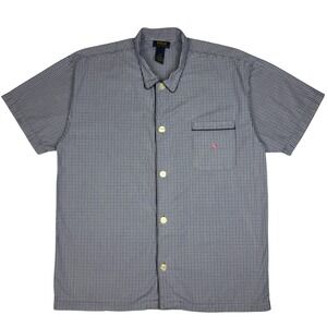 Polo Ralph Lauren Pajama Top Mens Large Blue Gingham Cotton Sleep Shirt Pocket